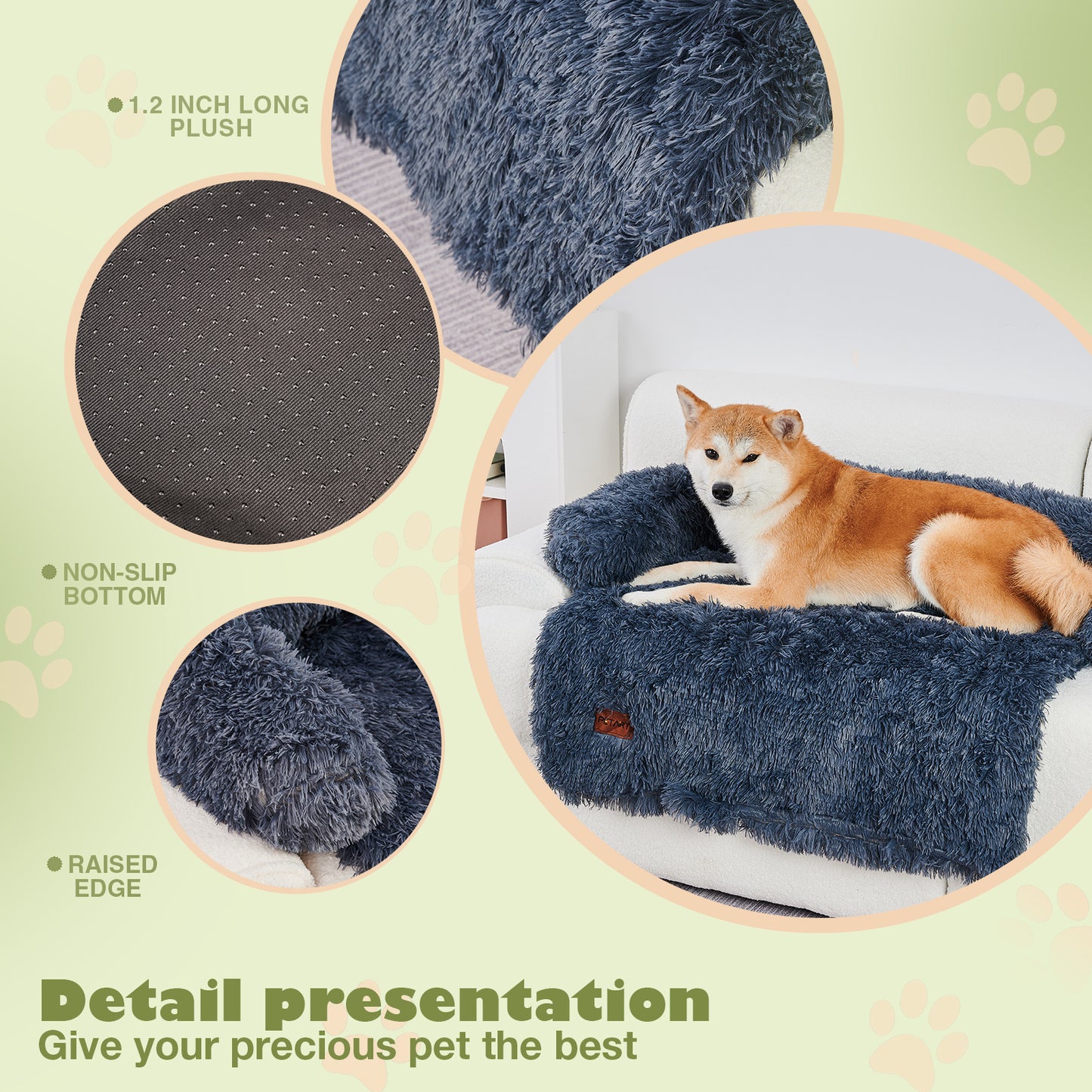 Dog Couch Bed Mat - Fluffy Plush Dog Sofa Bed With Blancket ,Pet Furniture Protector With Removable Washable Cover For Medium And Large Dogs, For Indoor, Outdoor, And Car Use