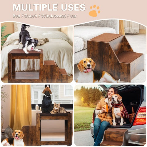 Pet Bunk Bed With Removable Step For Dogs And Cats, Multi-Level Bed Window Perch Seat Platform With Cushion And Cat Scratch Pad, Indoor Use