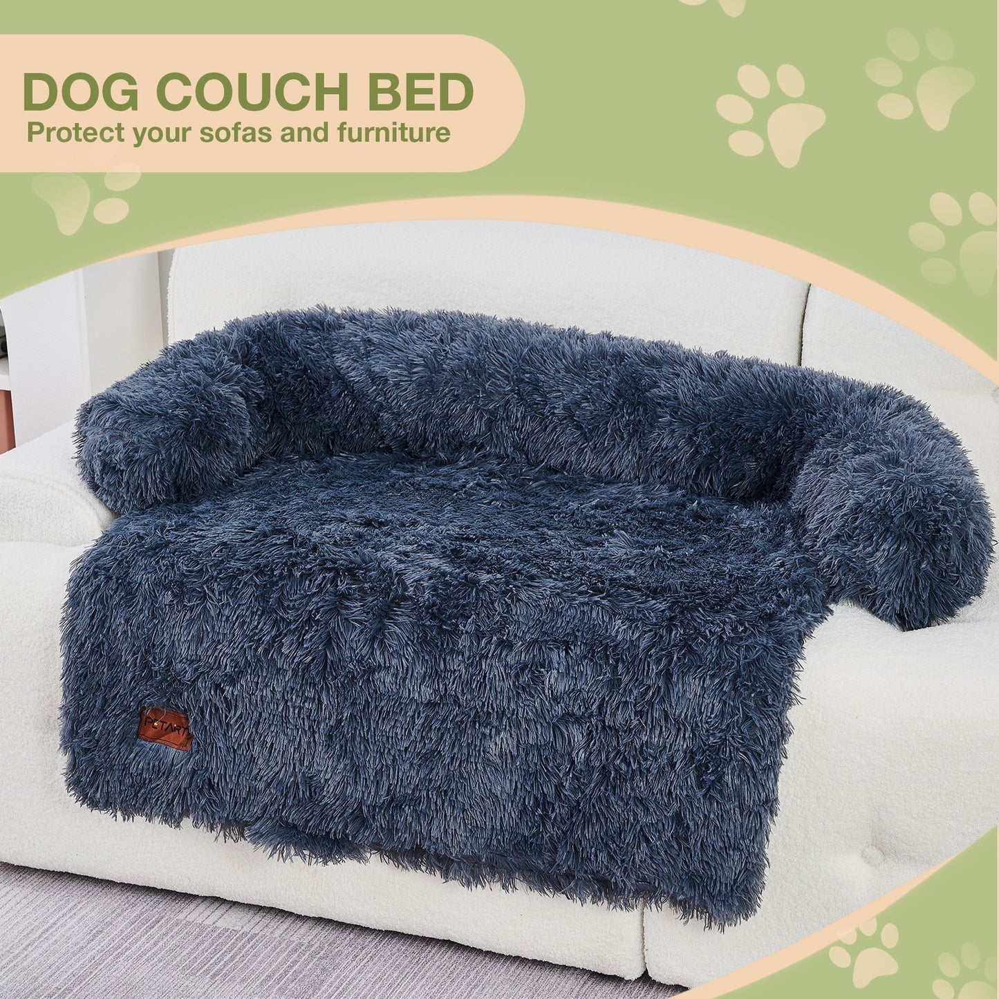 Dog Couch Bed Mat - Fluffy Plush Dog Sofa Bed With Blancket ,Pet Furniture Protector With Removable Washable Cover For Medium And Large Dogs, For Indoor, Outdoor, And Car Use