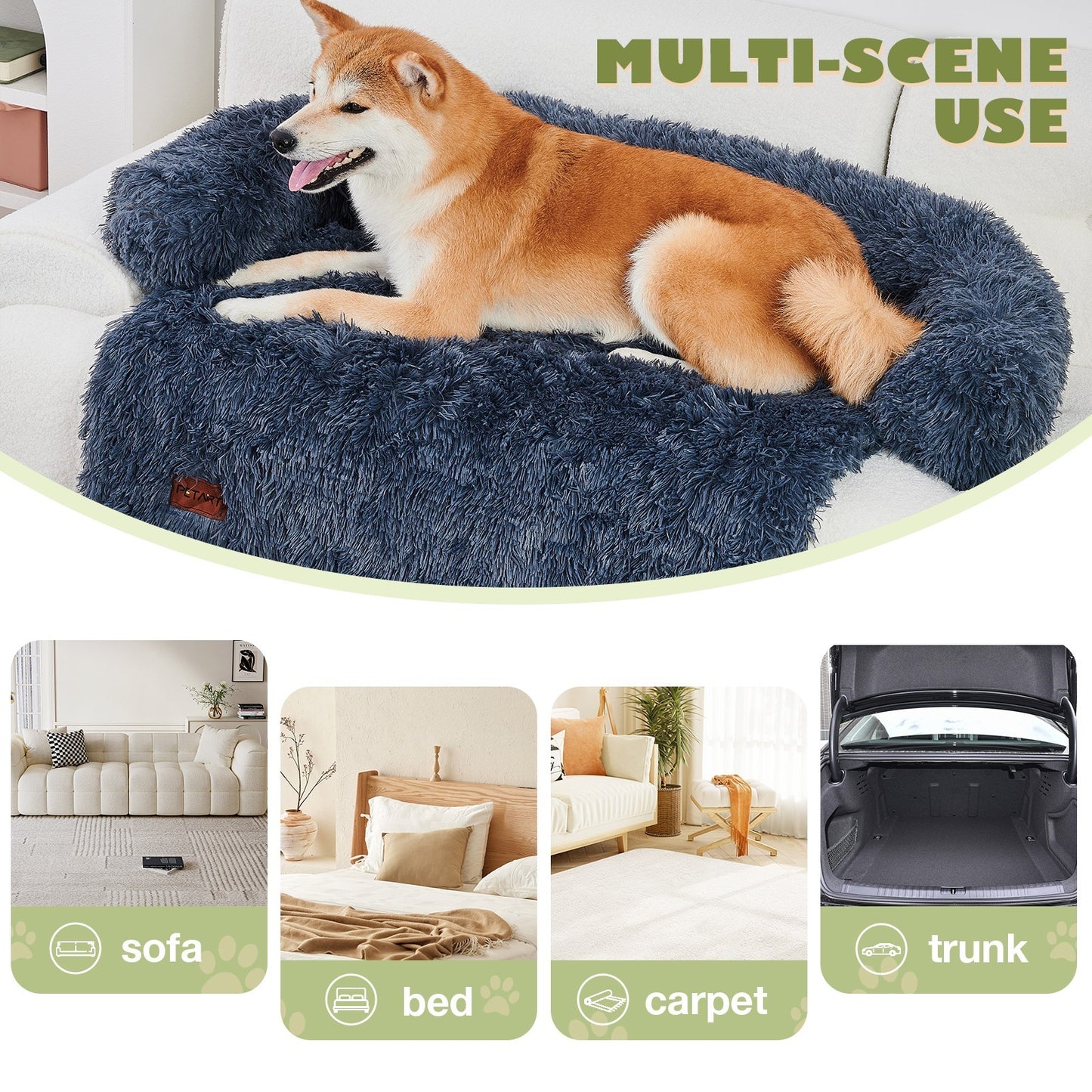 Dog Couch Bed Mat - Fluffy Plush Dog Sofa Bed With Blancket ,Pet Furniture Protector With Removable Washable Cover For Medium And Large Dogs, For Indoor, Outdoor, And Car Use